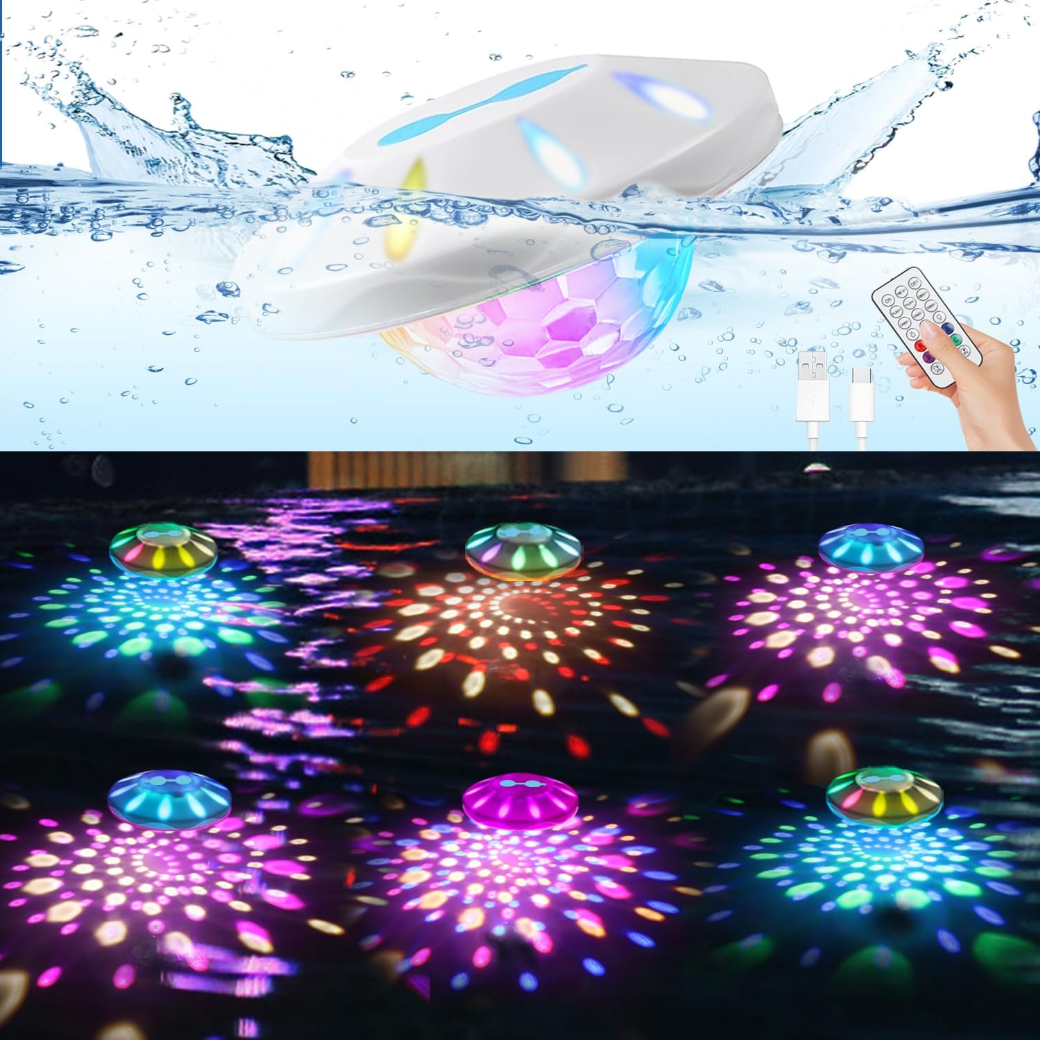 Floating Pool Lights with RGB Color Changing for Pools and Gardens