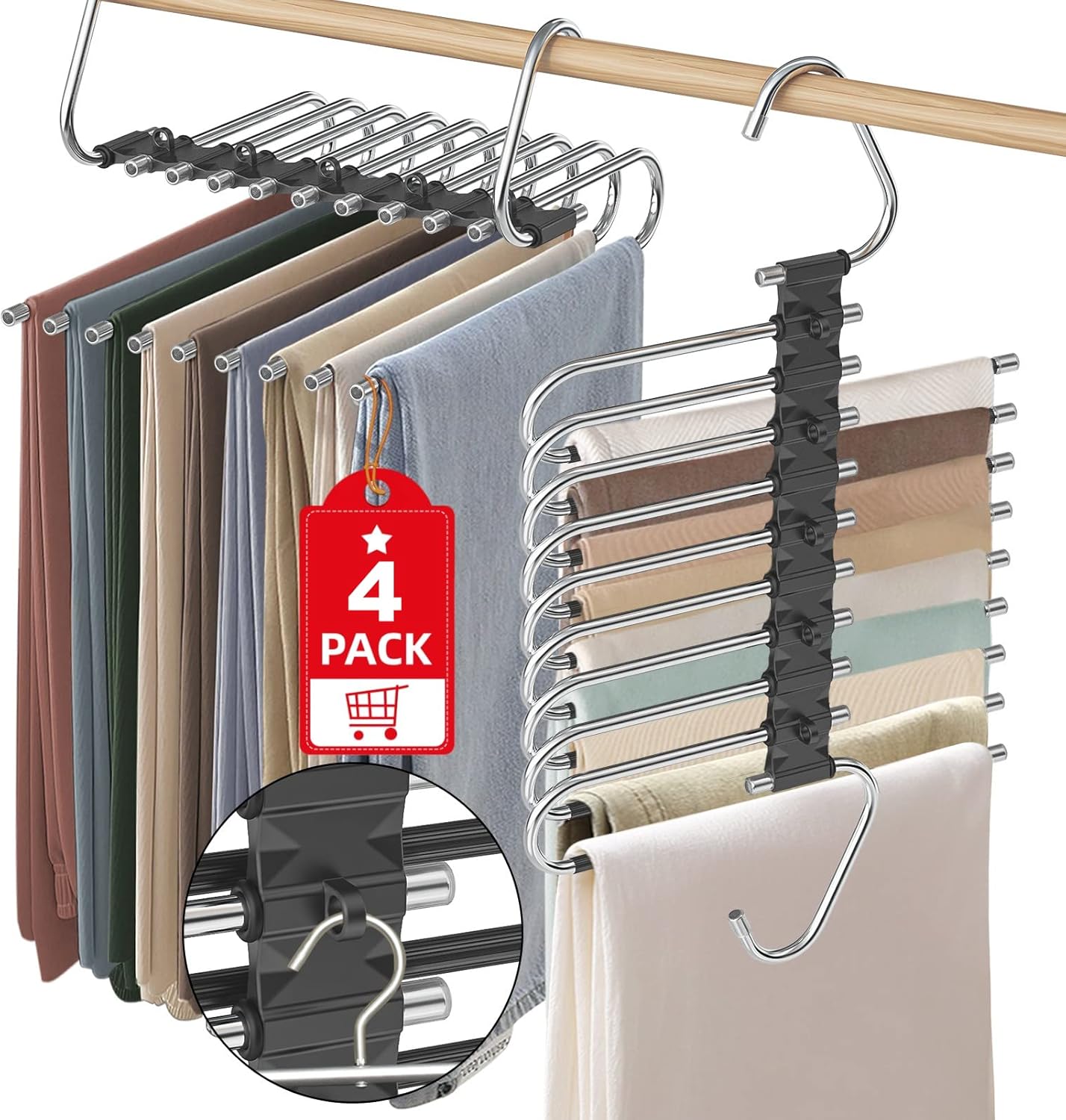 Upgrade 9 Layers Pant Hangers for Space Saving Closet Organization