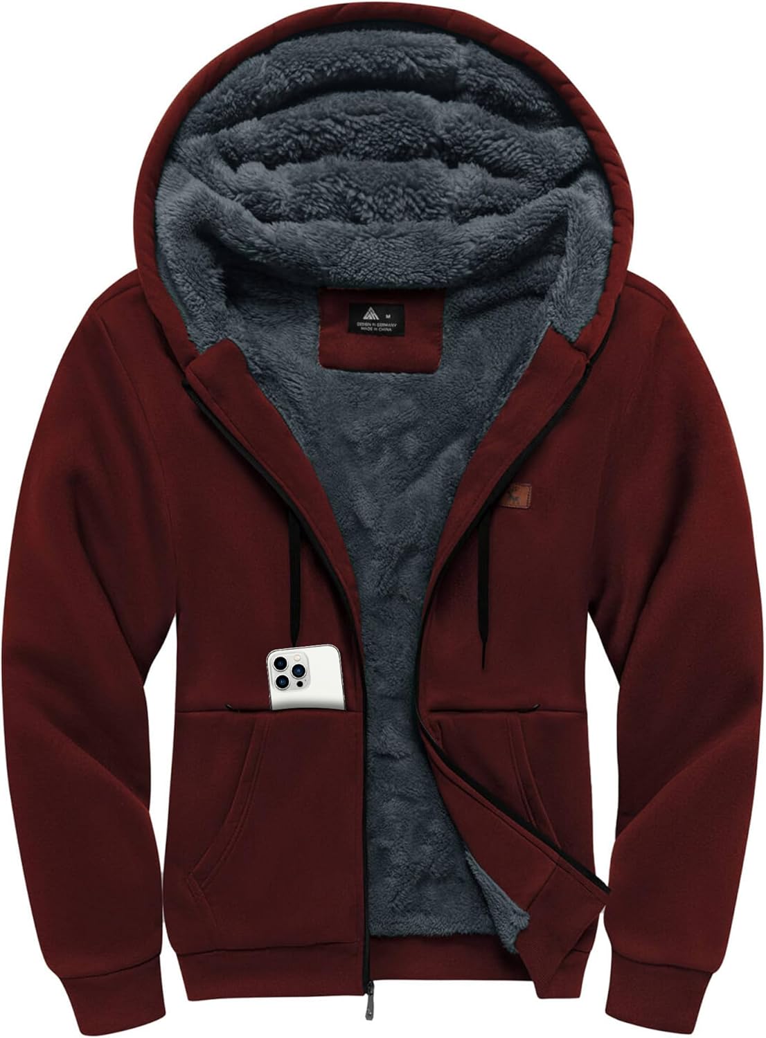 Little Beauty Fleece Hoodies for Men Winter Thick Jackets