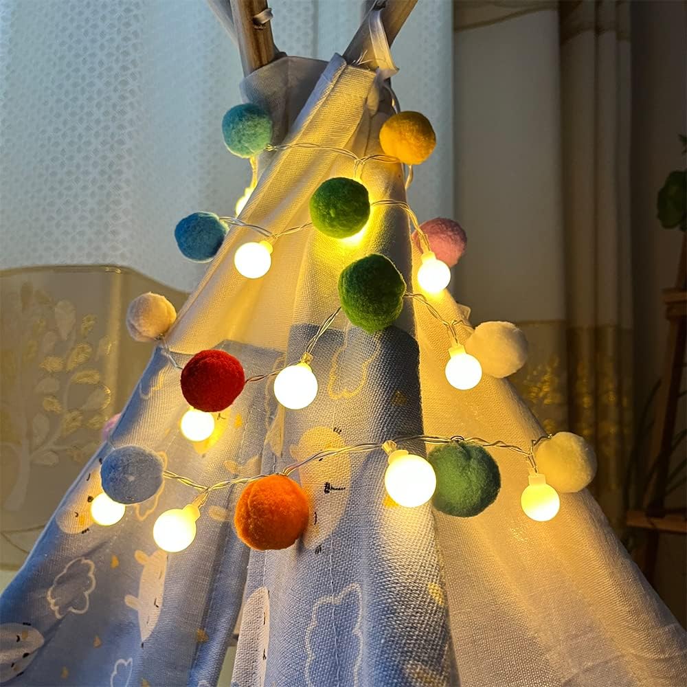 ChiRee Pom Pom Fairy Lights - Colorful Home Decor