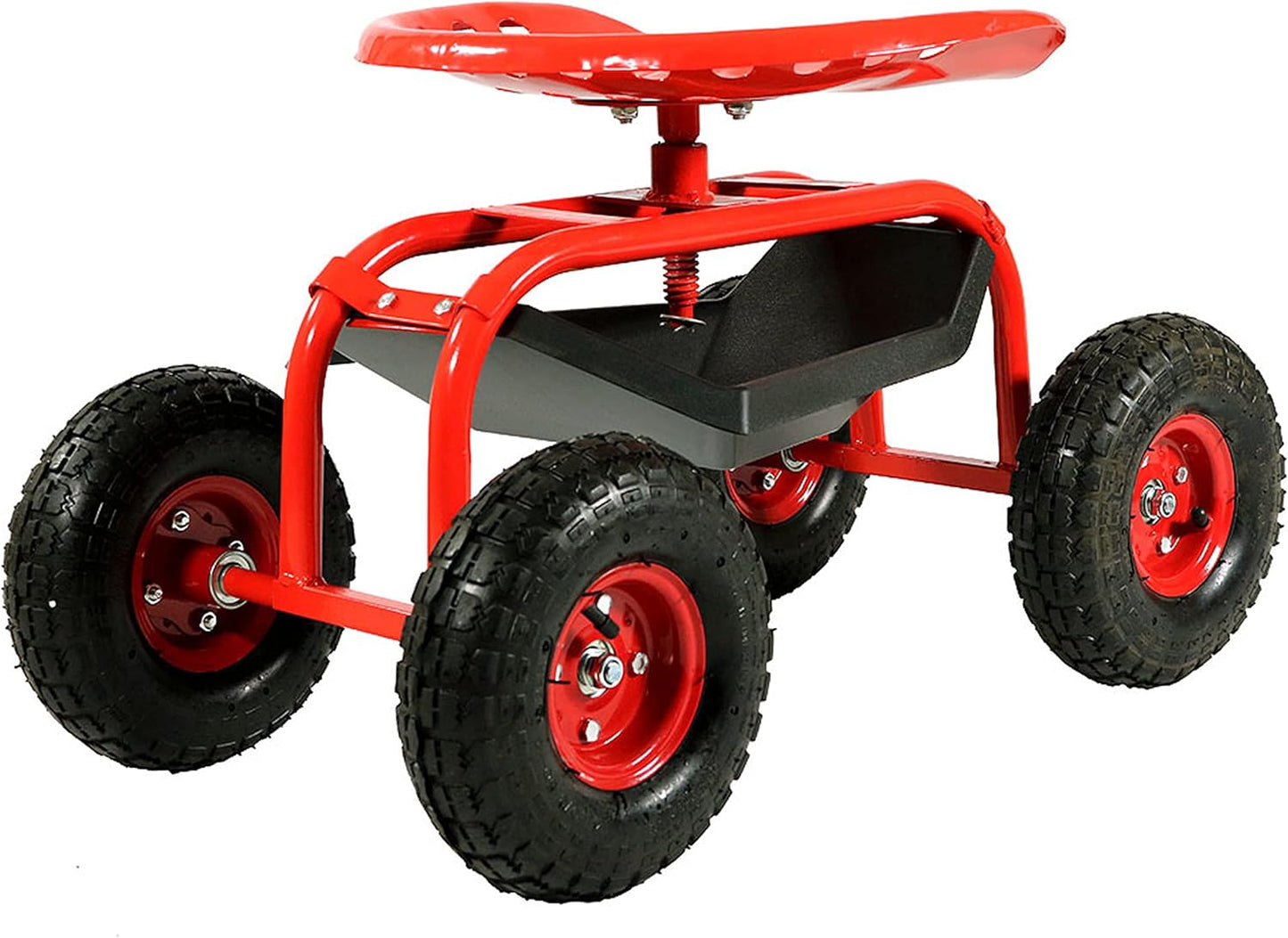 Sunnydaze Rolling Garden Cart with Swivel Seat and Storage