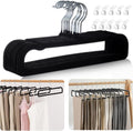 Velvet Hangers Non Slip 20 Pack with 10 Connectors - Black Silver Hook