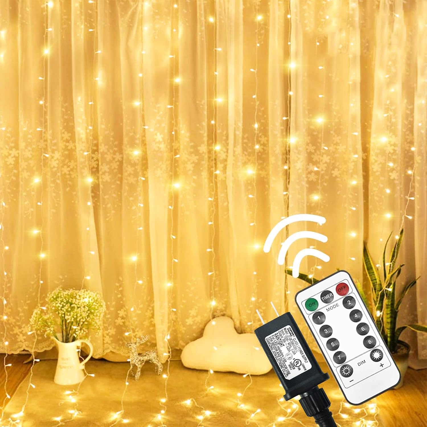 Twinkle Star 300 LED Curtain Lights - Remote Controlled, Perfect for Indoor & Outdoor Decor