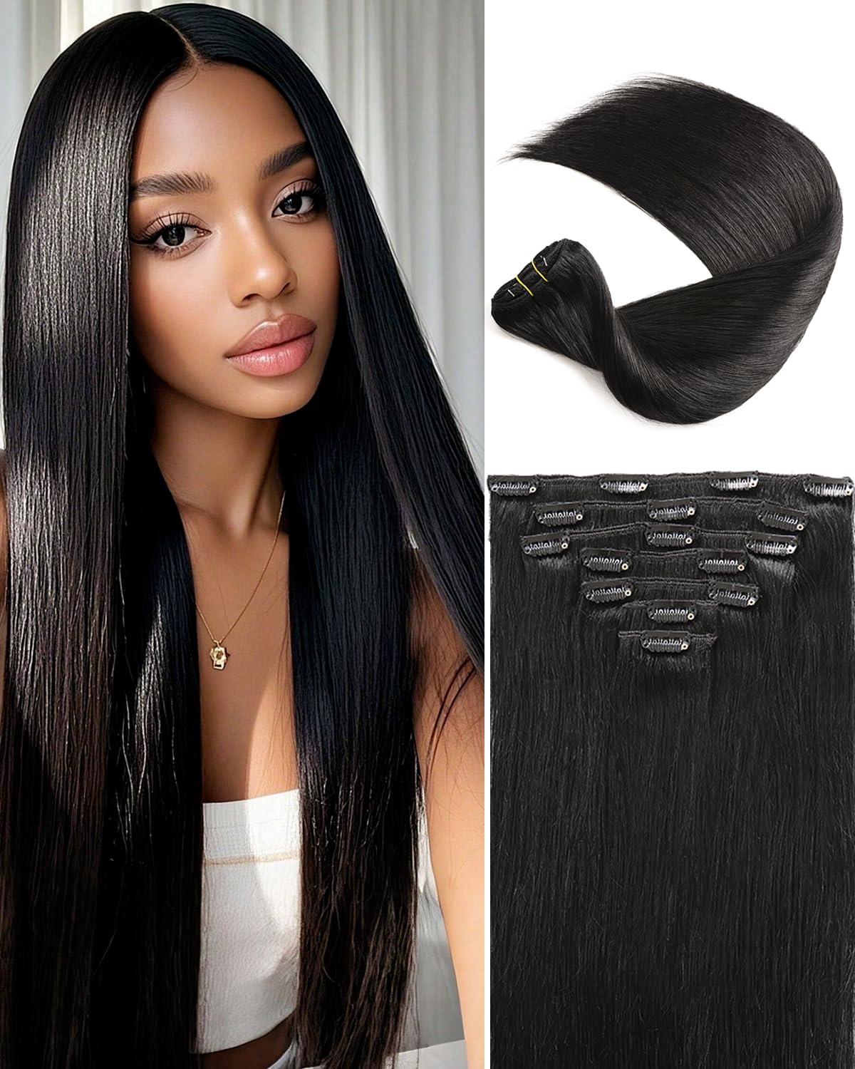 16A Premium Clip in Hair Extensions for Natural Black Hair