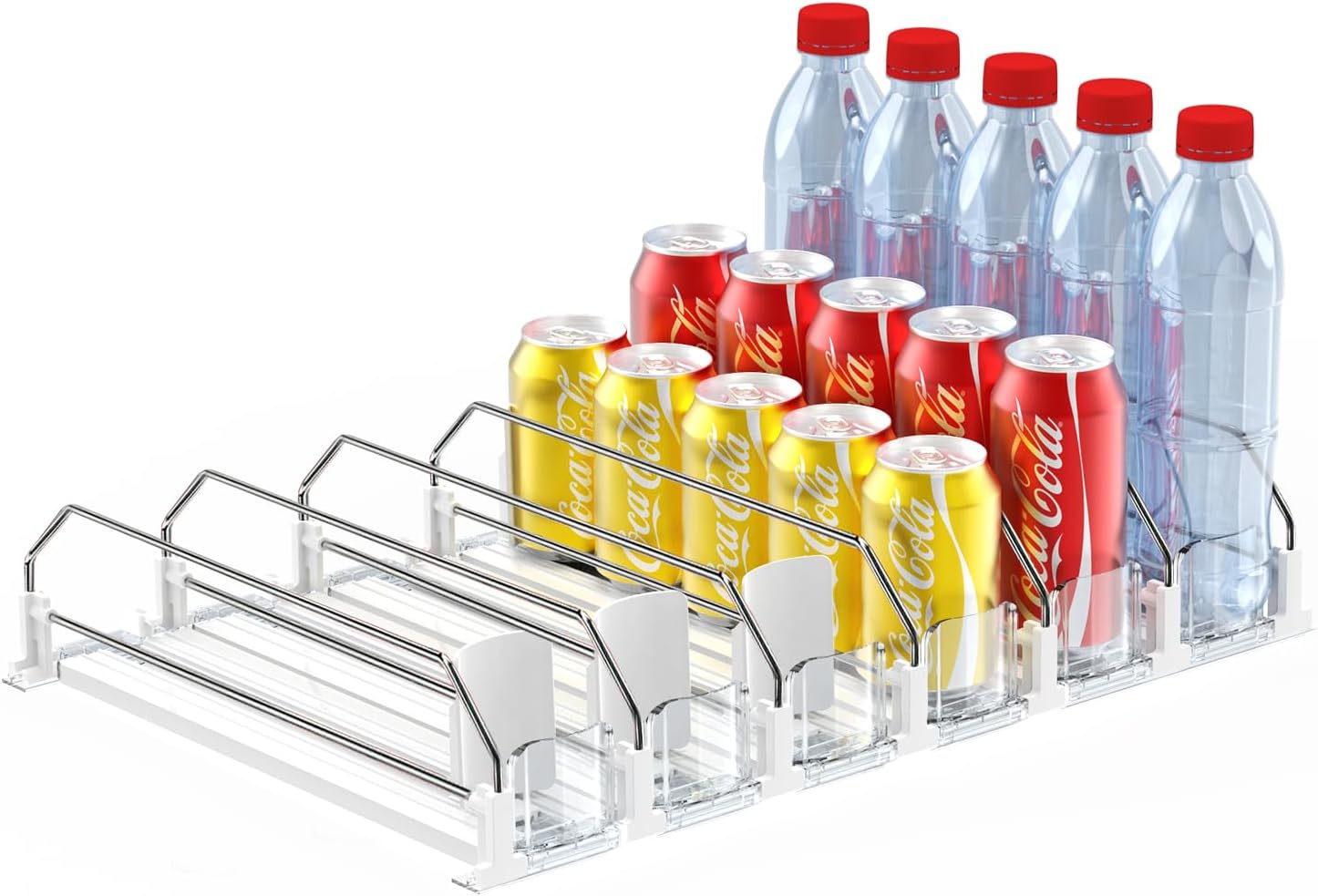 Soda Can Dispenser for Refrigerator - Automatic Pusher Organizer