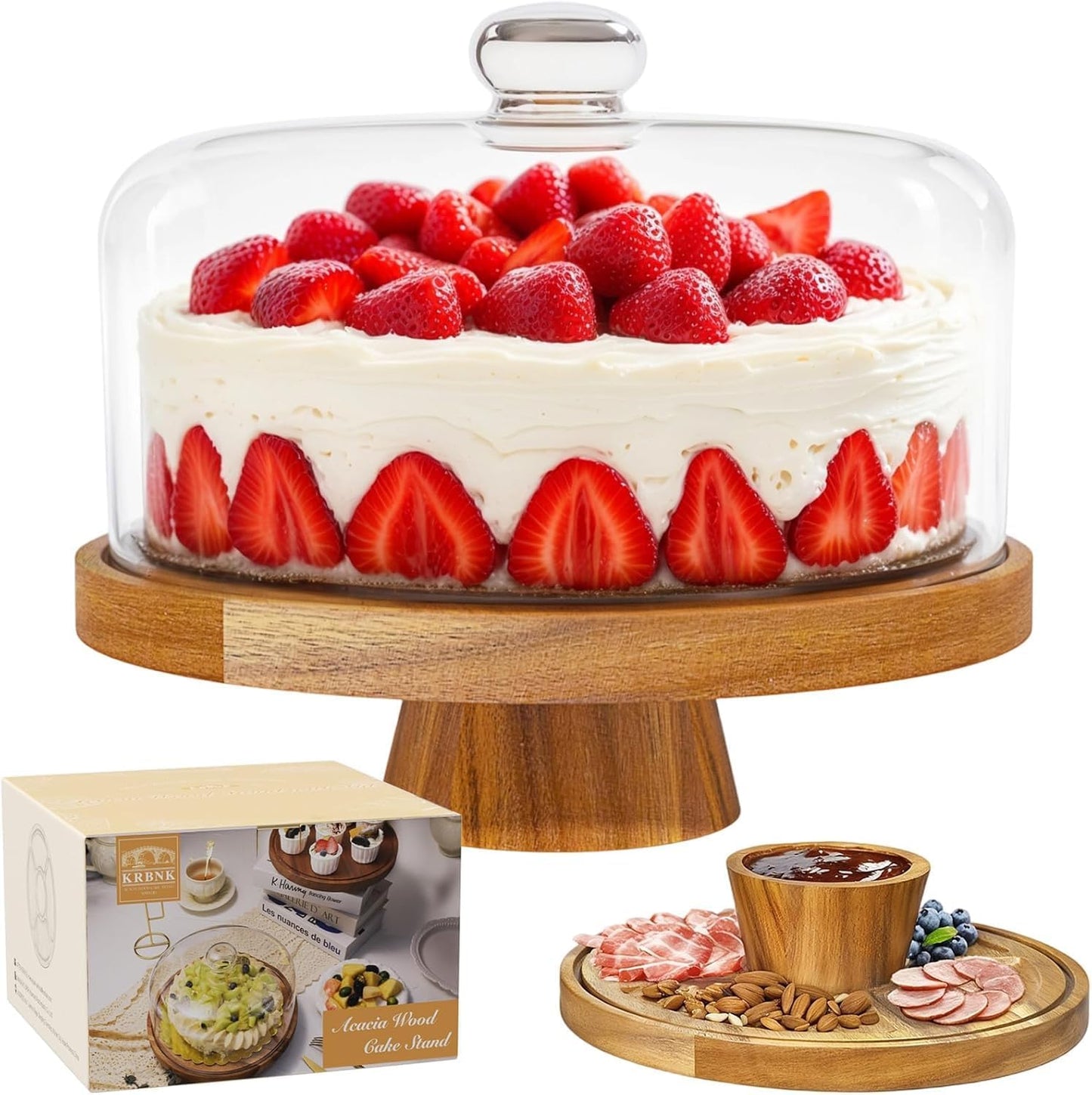 Elegant Acacia Wood Cake Stand with Lid for Stunning Displays