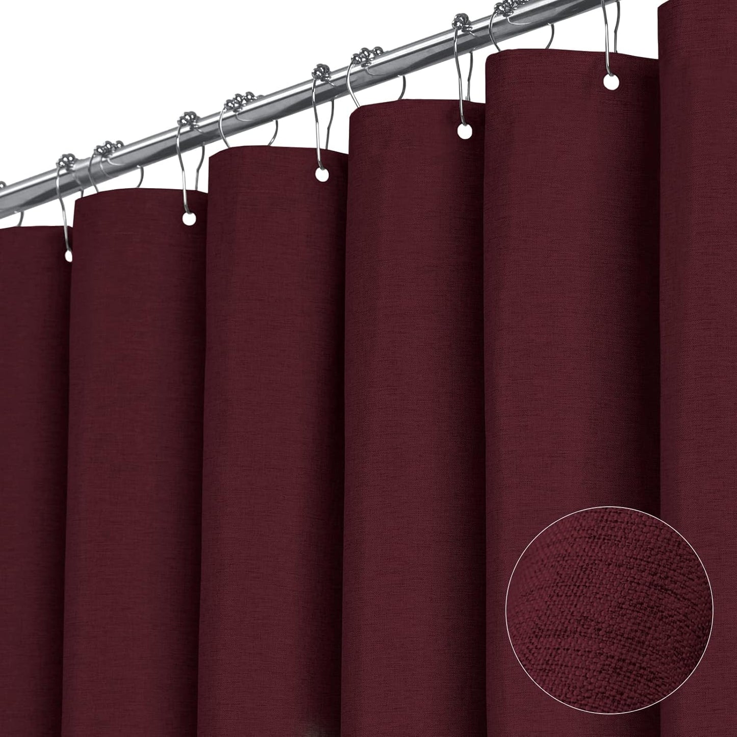 Extra Long Linen Textured Shower Curtain Set - Waterproof & Stylish
