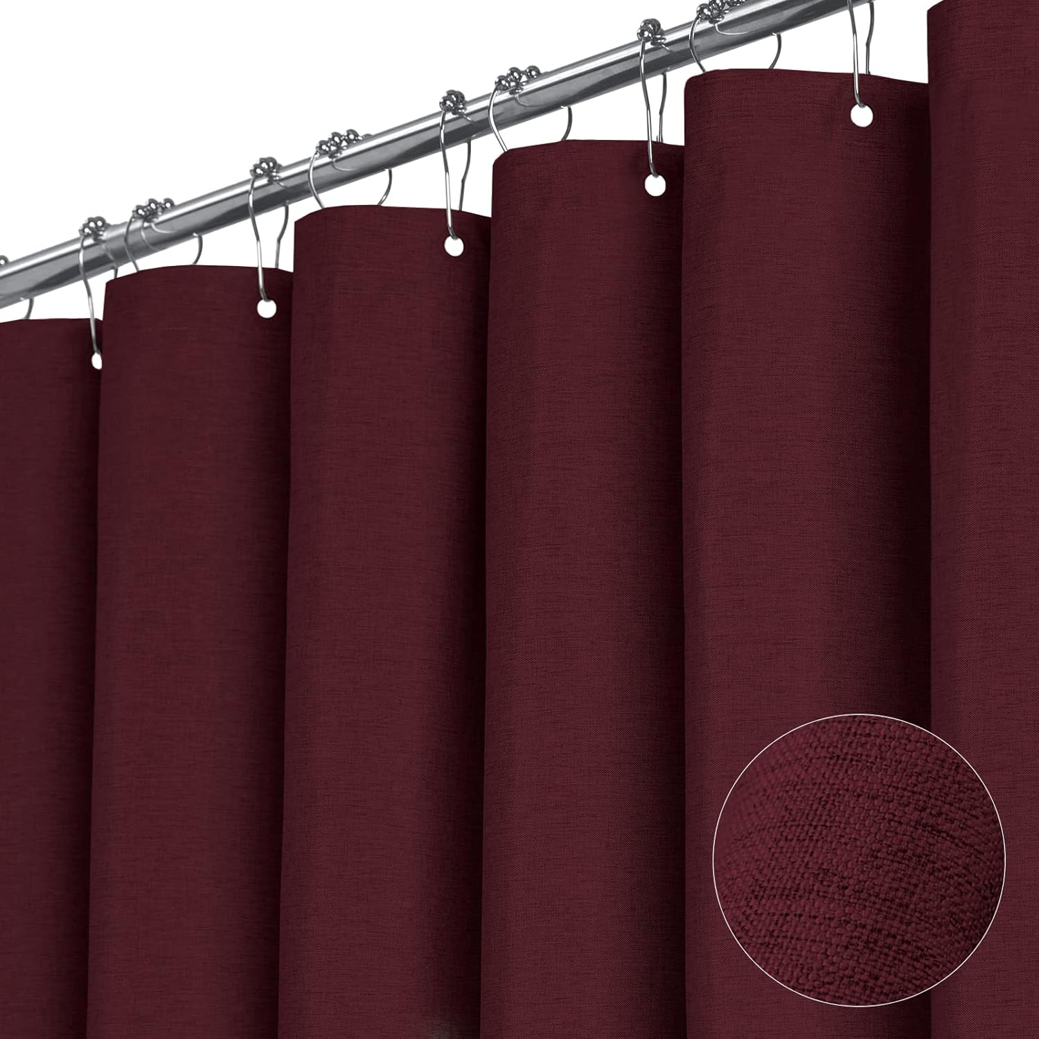 Extra Long Linen Textured Shower Curtain Set - Waterproof & Stylish
