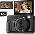 64MP 4K Vlogging Camera with 3ft 180 Flip Screen - Black