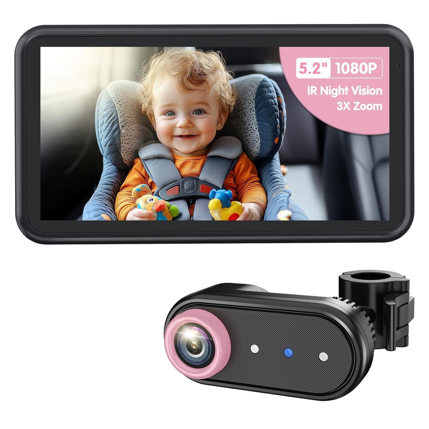 LUKVIEW BM2A Car Camera Baby Monitor with 3X Zoom Clarity