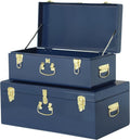 Decorative Large Metal Box Storage Trunk Chest Set of 2