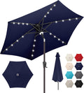 7.5ft Solar Patio Umbrella Dark Blue - Lighted, Waterproof Shade