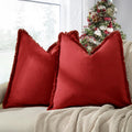 Christmas Pillow Covers 24x24 Set of 2 - Chic Fringe Cotton Covers