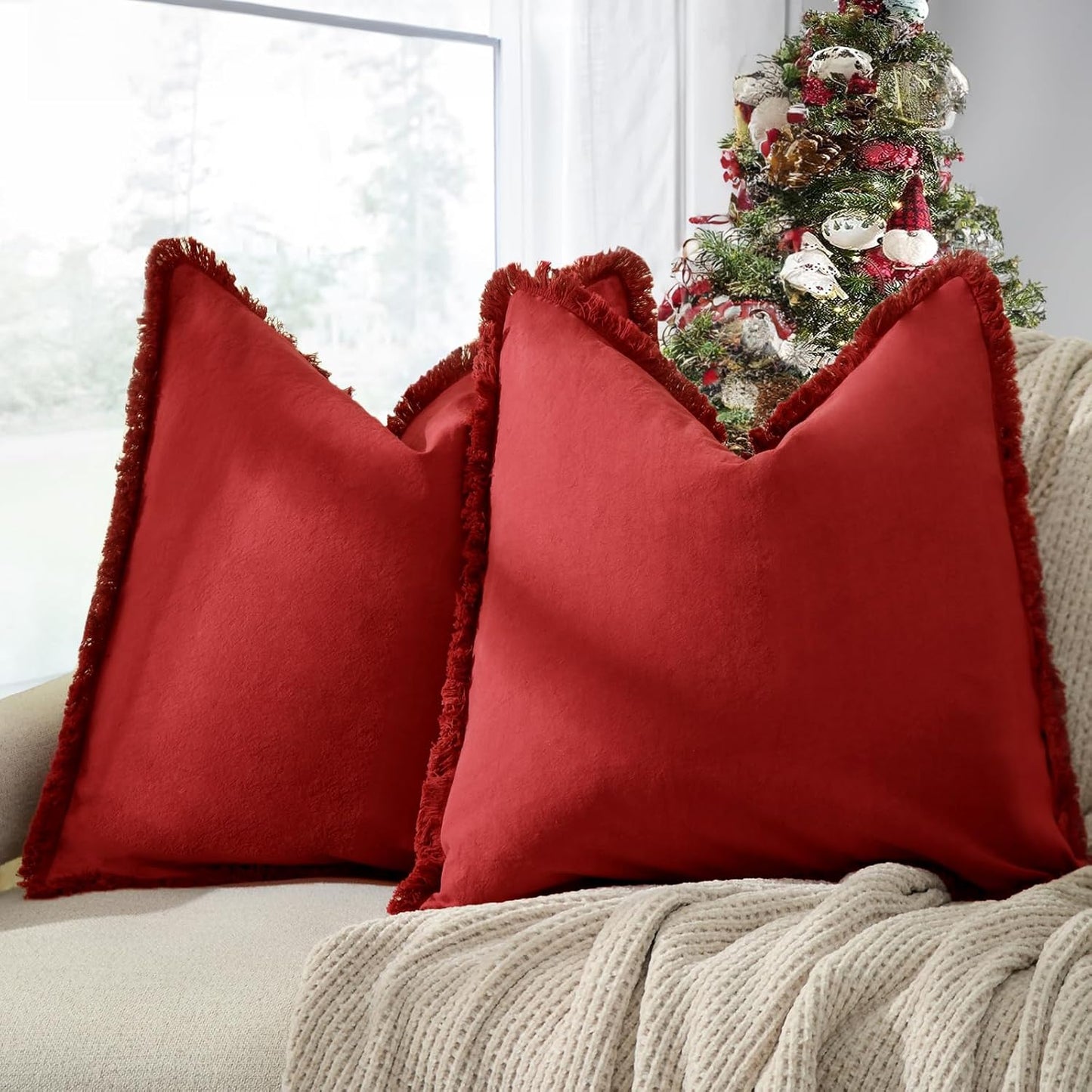 ZWJD Christmas Pillow Covers Set of 2 Chic Cotton 24x24