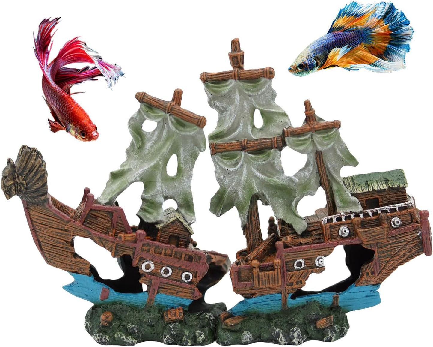 Small Pirate Shipwreck Aquarium Decorations for Fish Tanks