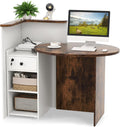 Reception Desk Front Counter with Lockable Drawer - Compact