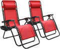 Red Zero Gravity Patio Chair Set of 2 - Folding Outdoor Recliners
