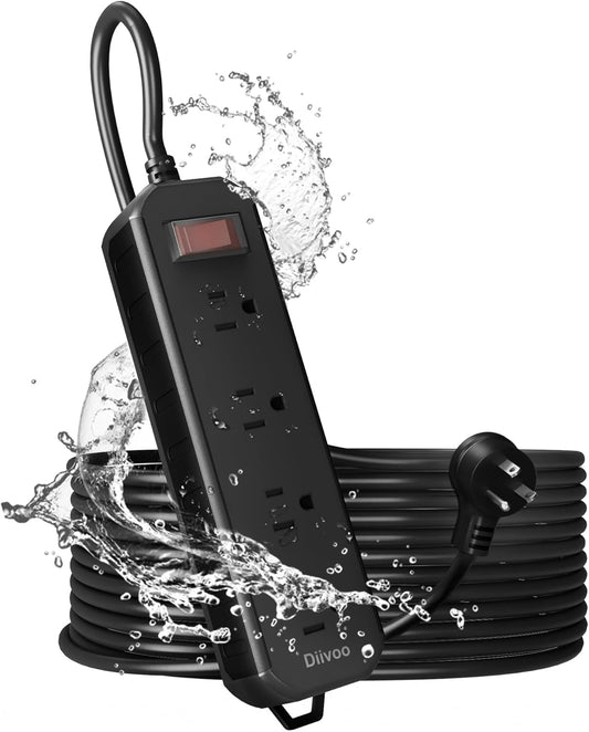 Outdoor Power Strip Weatherproof with 25 FT Extension Cord