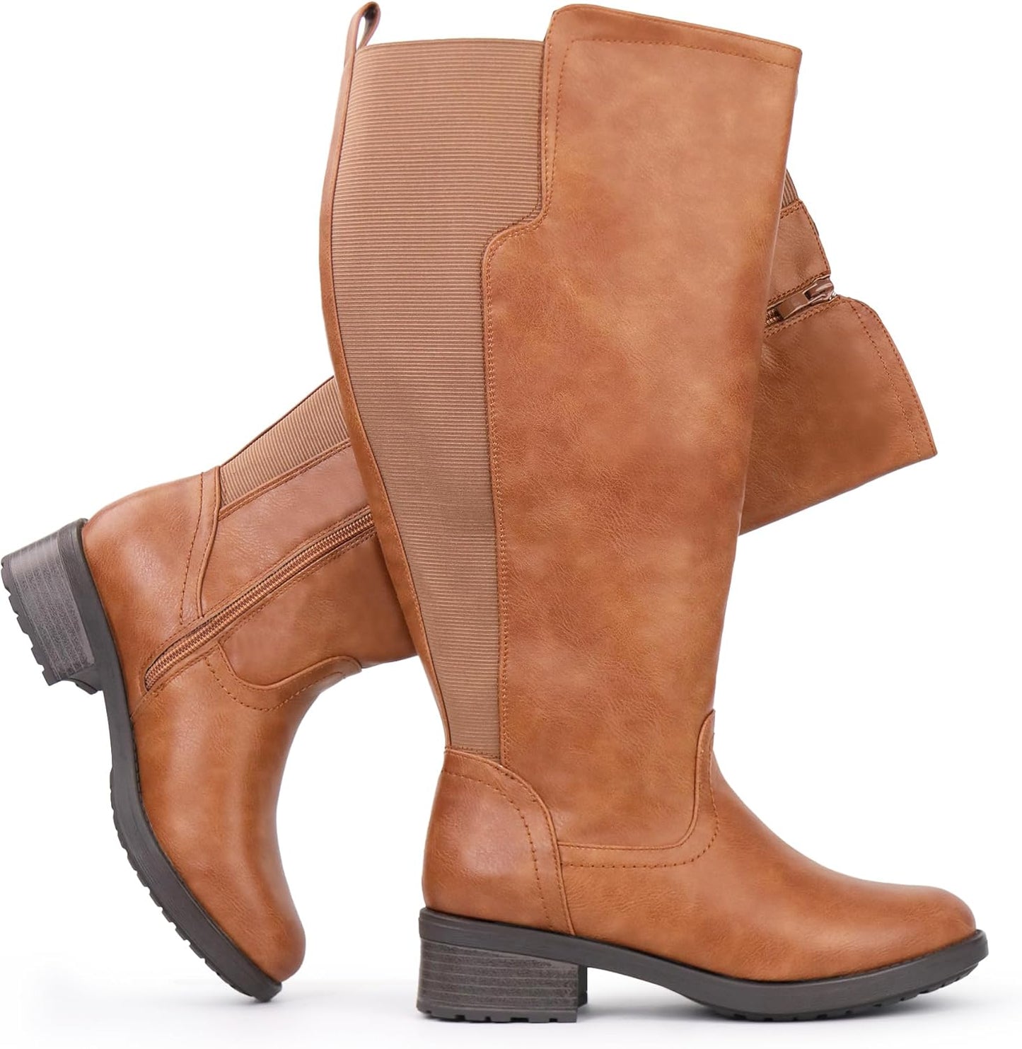 Women's Extra Wide Calf Knee High Boots with Side Zipper