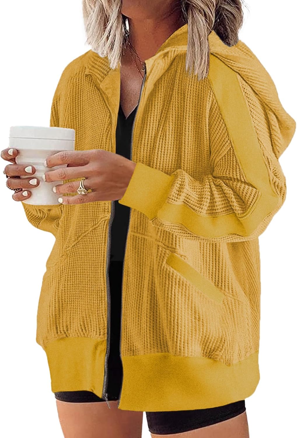 Eytino Womens Plus Size Long Sleeve Zip Up Casual Hoodies