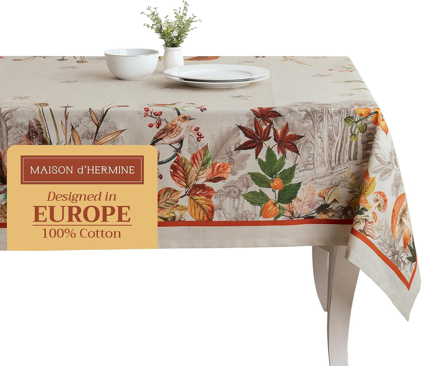 Maison d' Hermine 54 x 54 Inches Cotton Tablecloth for Fall Decor
