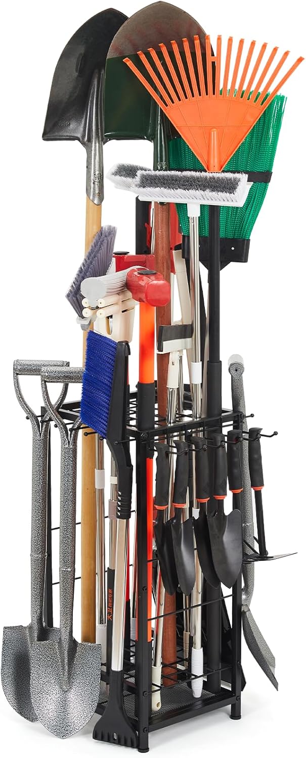 Garden Tool Organizer for 50 Long-Handled Tools and Rakes