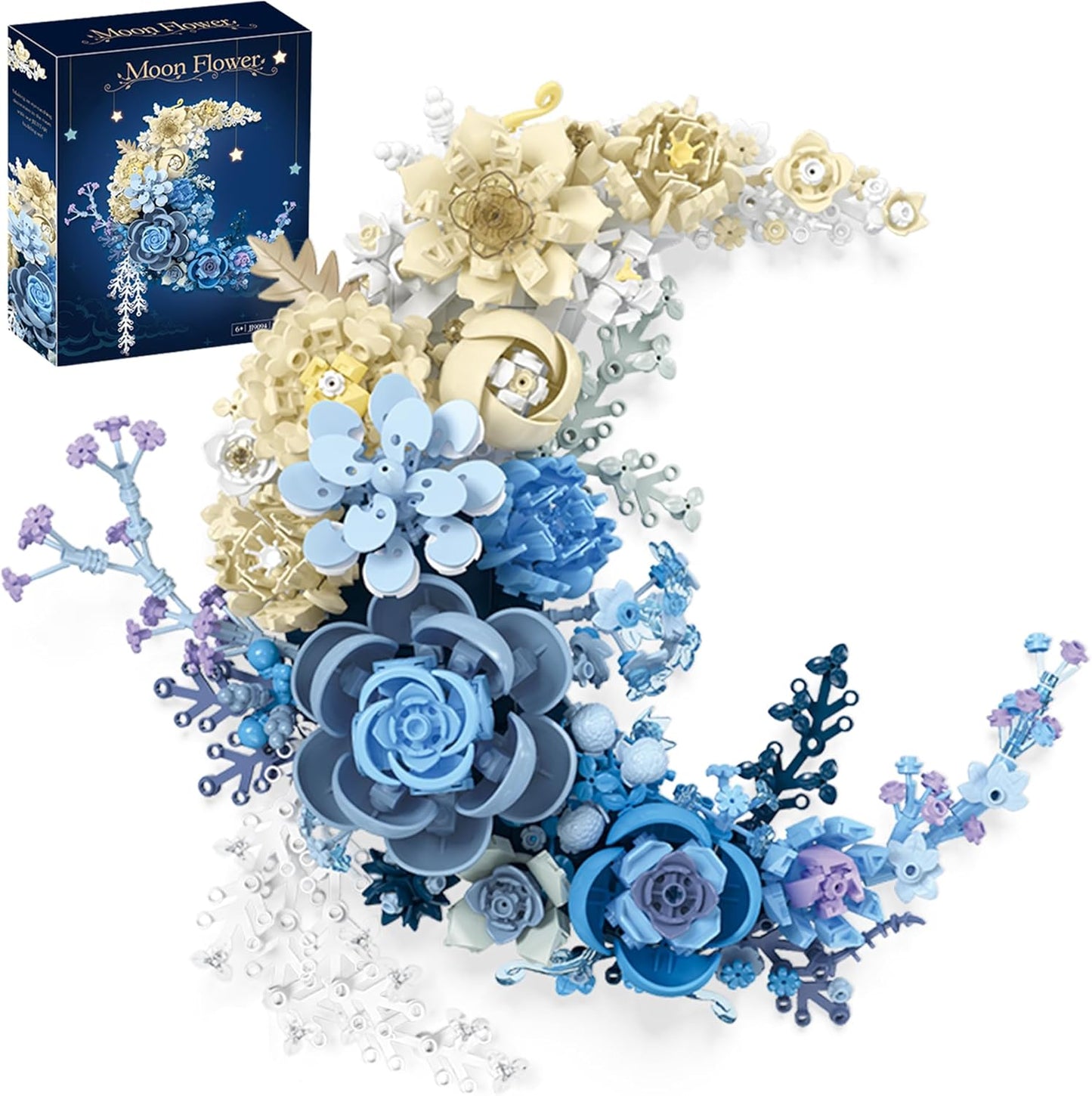 Blue Moon Flower Building Set for Unique Home Decor and Art