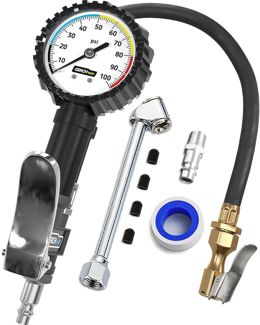 GERCHWAY Tire Inflator - Accurate 100PSI Gauge