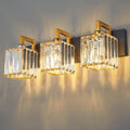 Modern Bathroom Vanity Light 3-Lights Black Gold Crystal Wall Lamp