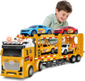 Car Carrier Truck Trailer Toy for 3-8 Year Olds - Adjustable Double