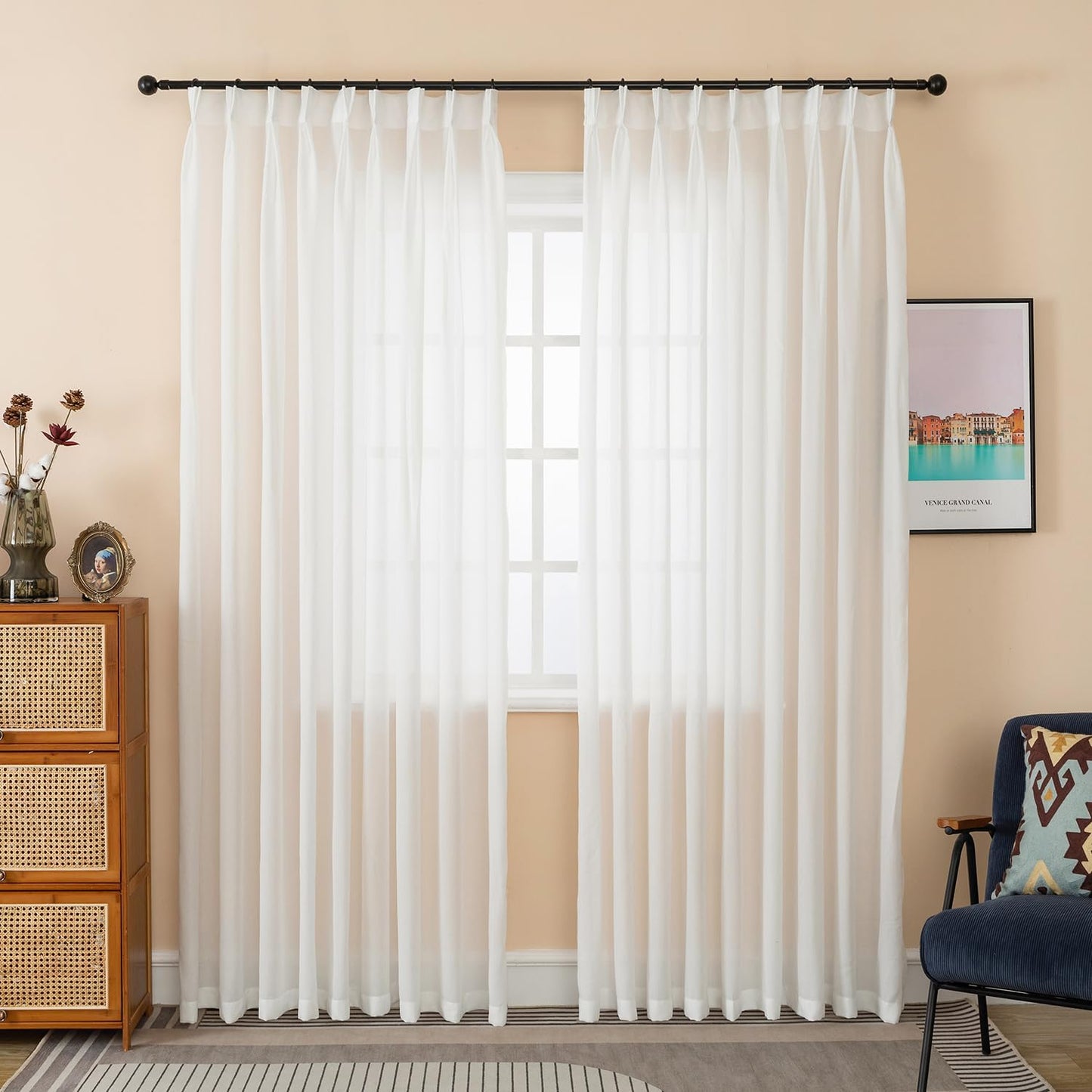 102 Inch Long Pinch Pleated Curtains for Elegant Home Decor