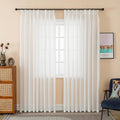 Pinch Pleated Curtains 108 in Long White Sheer Panel - Light Filtering