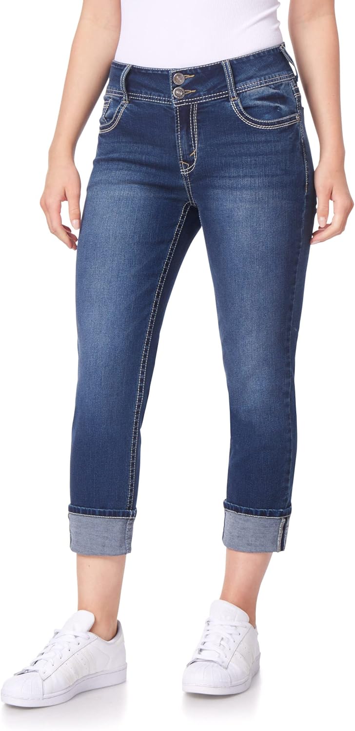 WallFlower Women's Luscious Curvy Crop Mid-Rise Jeans for All