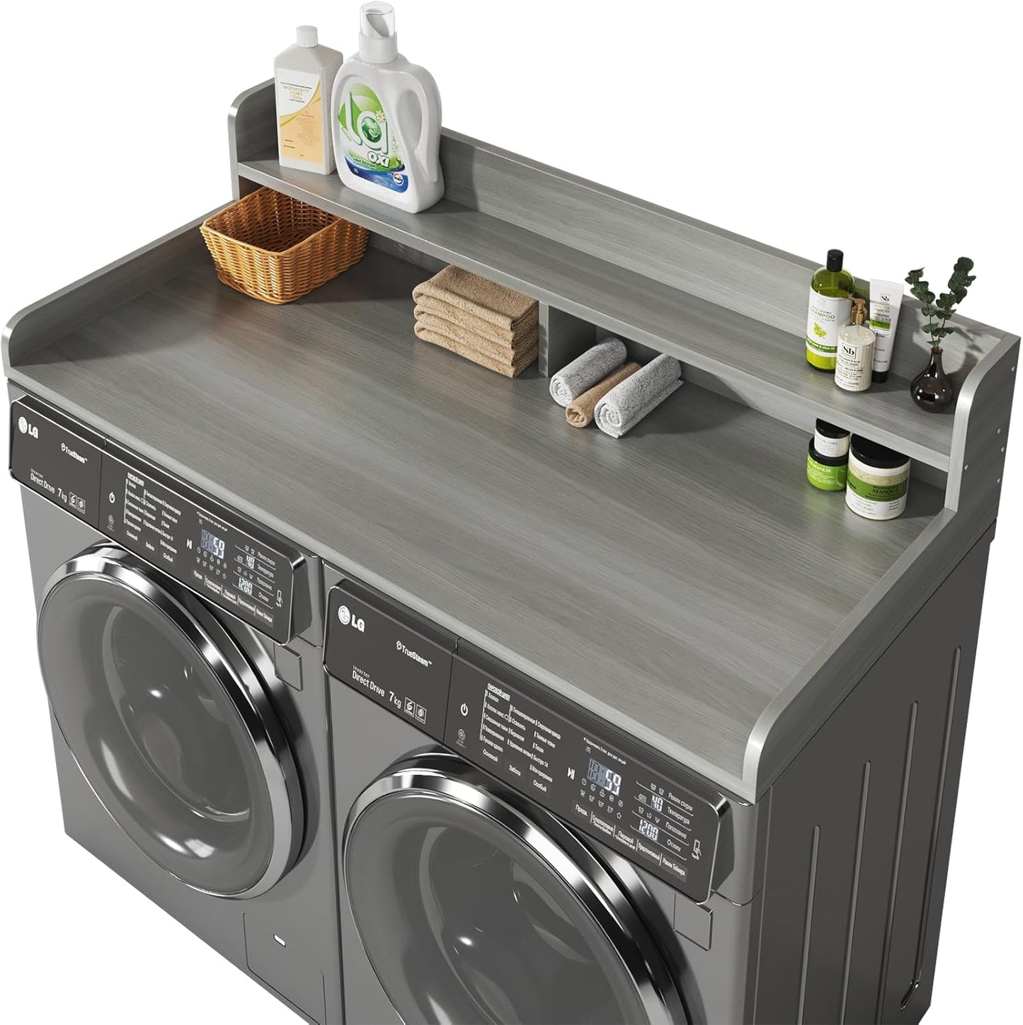 2-Tier Washer And Dryer Countertop With Guard For Laundry
