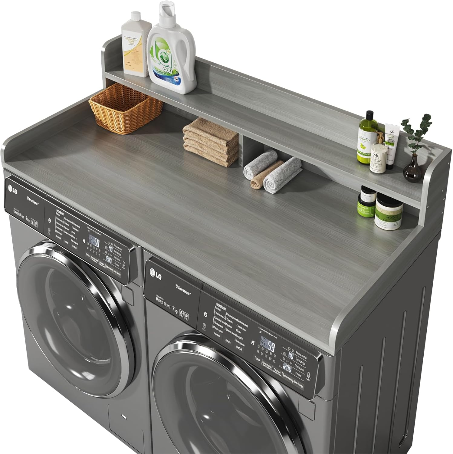2-Tier Washer And Dryer Countertop With Guard For Laundry