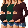 Ekouaer Womens Maternity Shirts Long Sleeve 3-Pack (Style KHTR)