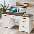 Farmhouse Desk with Charging Station & Drawers
