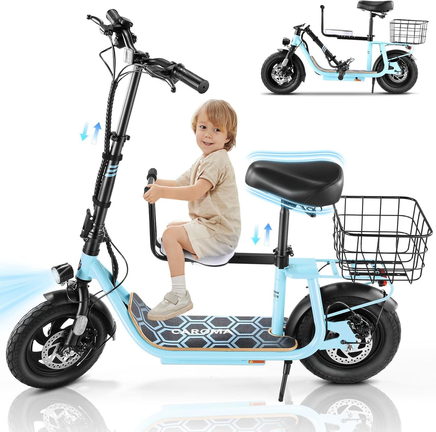Caroma Electric Scooter with Seat: 1200W, 30 Miles Range