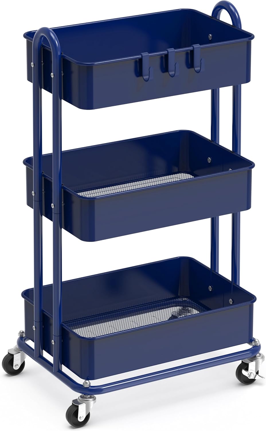 3-Tier Heavy Duty Metal Utility Rolling Cart for Versatile Use
