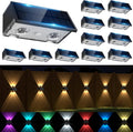 SIAFAVOI Solar Fence Lights Outdoor - 12 Pack RGB LED