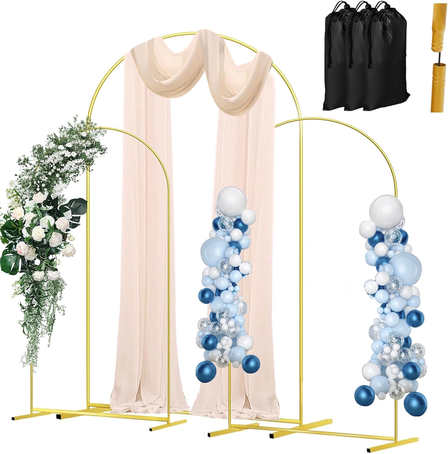 3 Pack Wedding Arch Backdrop Stand Set for Memorable Events