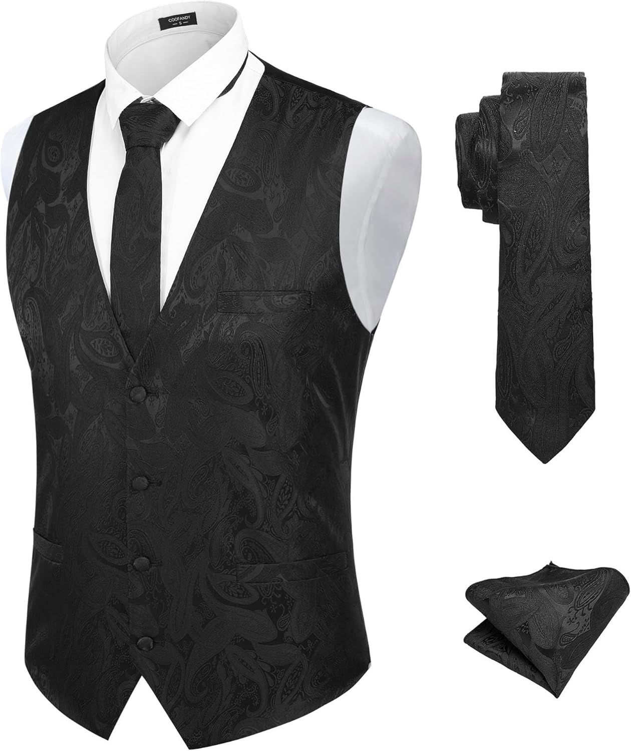Stylish COOFANDY Men's Christmas Vest Tie Set for Parties