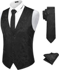 COOFANDY Men's Paisley Waistcoat Tie Set 3PC - Holiday & Wedding