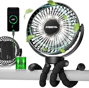 Portable Stroller Fan with LED Lights and Long Battery Life