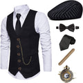 1920s Mens Gatsby Gangster Vest Set - Complete Vintage Accessory Kit