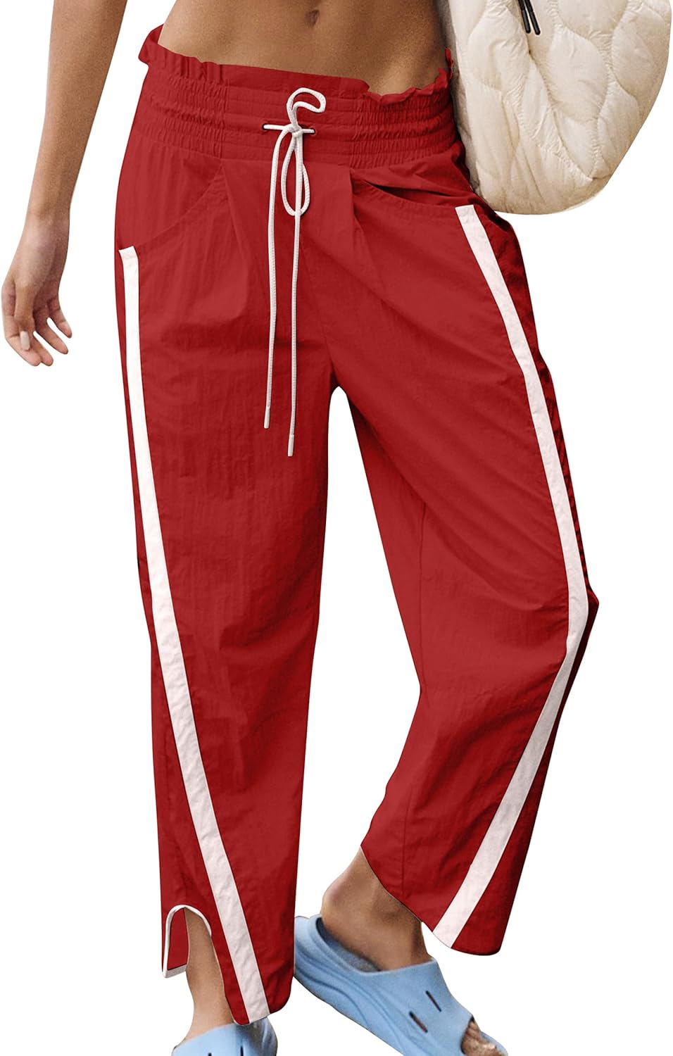 Track Pants Women Casual Drawstring Barrel Pant for Comfort