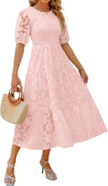 Smocked Floral Lace Tiered Midi Dress - Flowy Summer Style Dresses