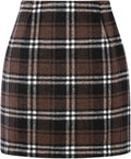 Womens High Waist Plaid Skirt Bodycon Pencil Wool Mini (Style ZPHL)