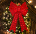Lighted Red Christmas Bow 36in - Large Glitter Wreath & Tree Topper