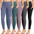CHRLEISURE Girls Athletic Leggings with Pockets - 5 Pack Comfort